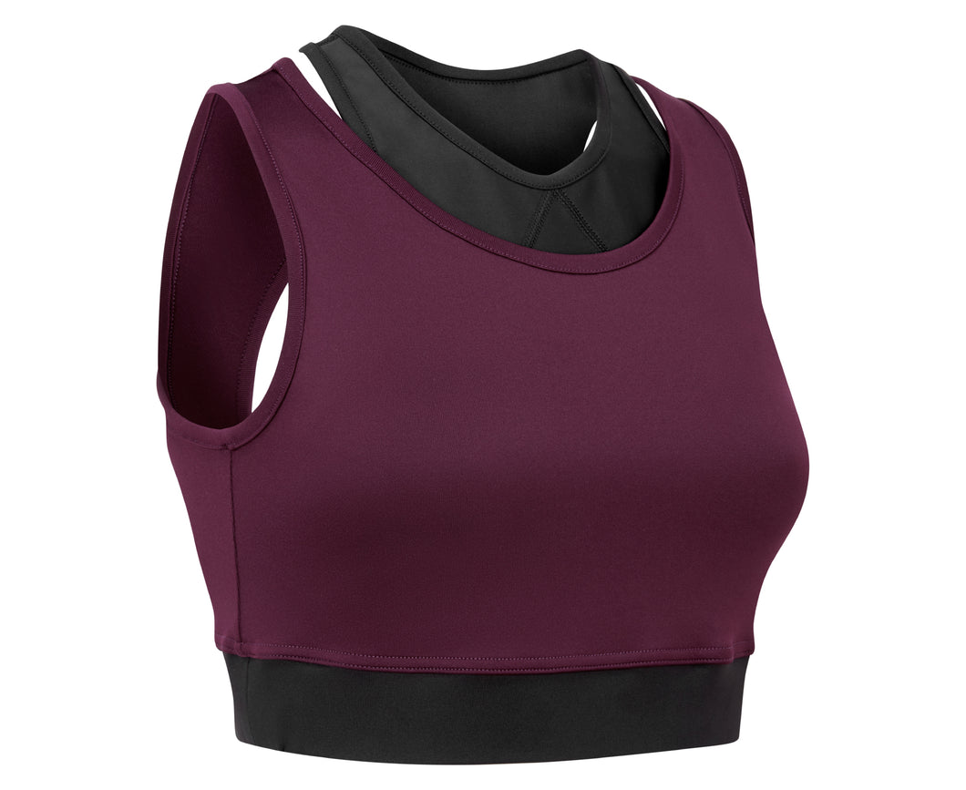 Merlot Two Tone Double layered Crop Top